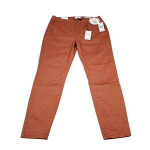 Curve Appeal Twill Minimalist Jegging Pants Stretch Brown Orange Women's 10 30